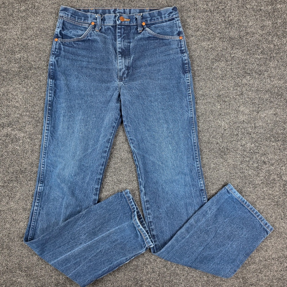 Wrangler 936DEN Cowboy Cut Slim Fit Jeans Mens 33x36 Dark Wash Rigid Heavyweight